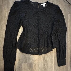 NWOT BAR lll Black Lace SEE THROUGH Top For Women Size S see through